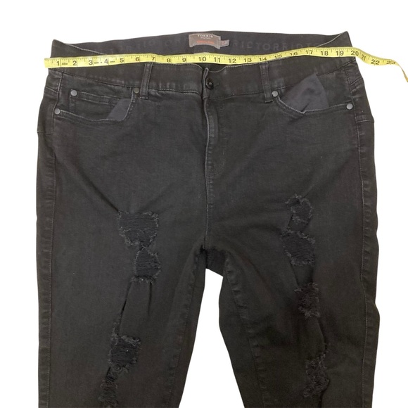 Torrid Bombshell Skinny Distressed Black Denim Jeans, Women’s Plus Size 22T - Picture 6 of 7